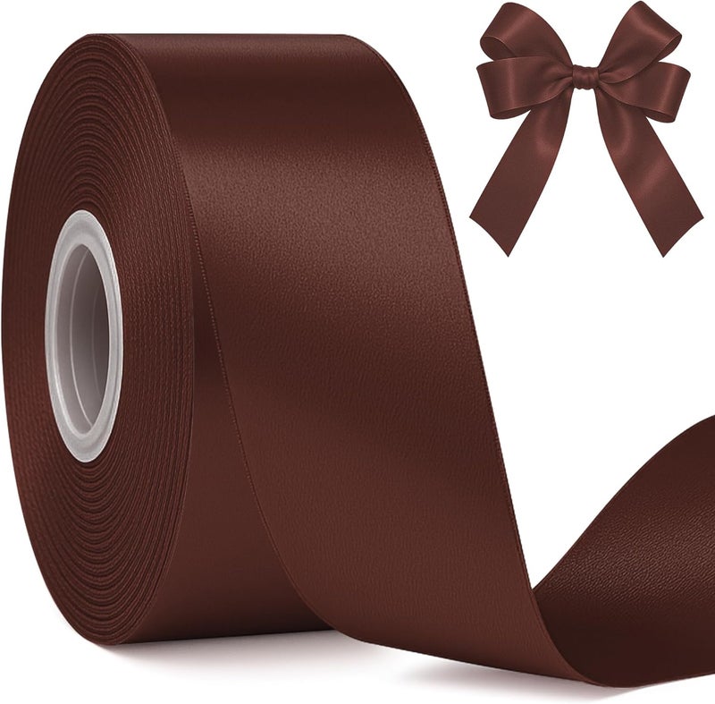 Fullive 1 1/2 Inch Brown Ribbon, 30 Yards Ribbon for Gift Wrapping, Polyester Ribbons for Flower Bouquet for Birthday Holiday Christmas Decorations DIY Bows Wrapping Bouquet Floral Arrangements - Image 1
